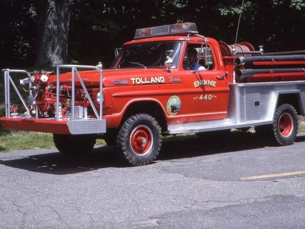 Former Engine 440, a mini pumper that served the Tolland Fire department for nearly three decades before being retired in 1994.