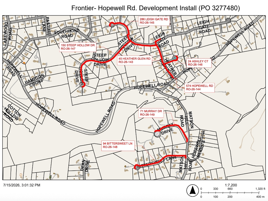 Construction near Hopewell and Matson Hill roads is first phase of a four-area communications network expansion.