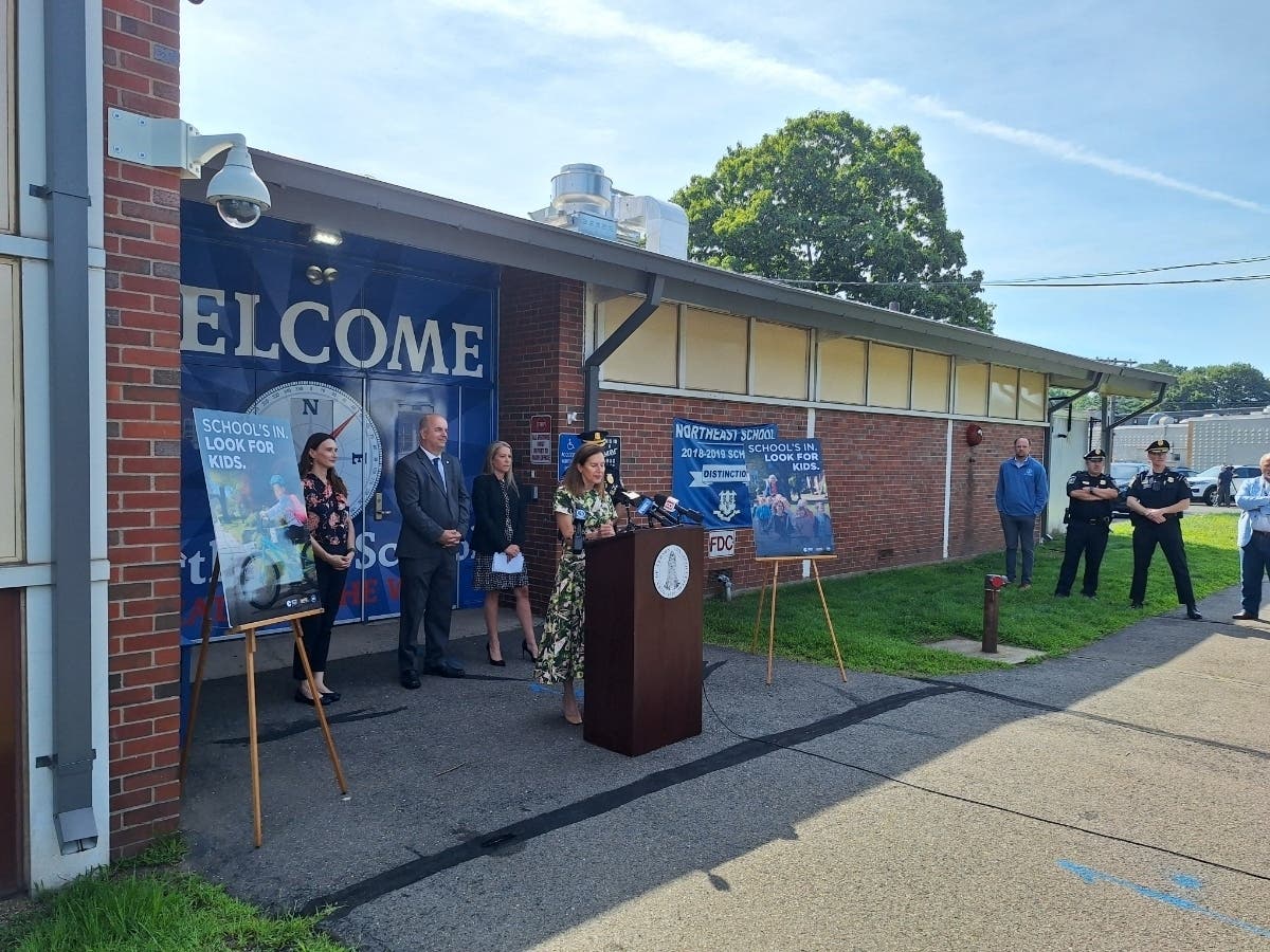At Vernon's Northeast School Thursday, Lt. Governor Susan Bysiewicz said the state is ready to enforce safety laws as school starts for the 2026-27 academic year.