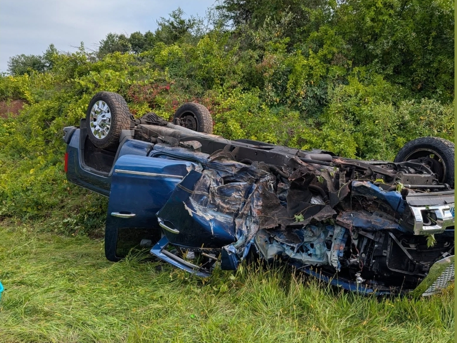 One person was injured Friday afternoon in a single-vehicle rollover crash on Interstate 84 in Manchester.