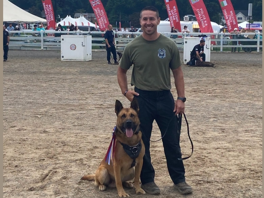 Vernon police Officer Brandon Zawadski and his canine partner Franco.