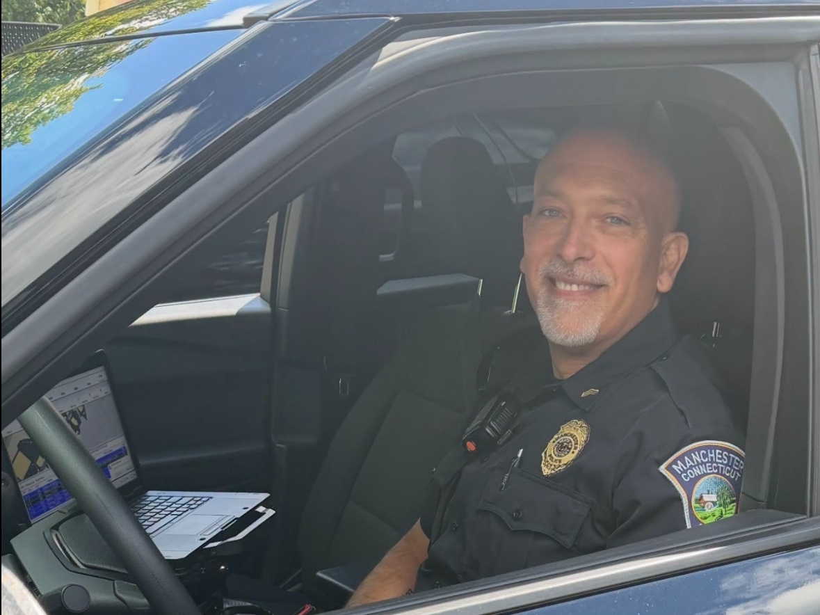 Sgt. Jim Bairos made his final patrol with the Manchester Police Department Tuesday.