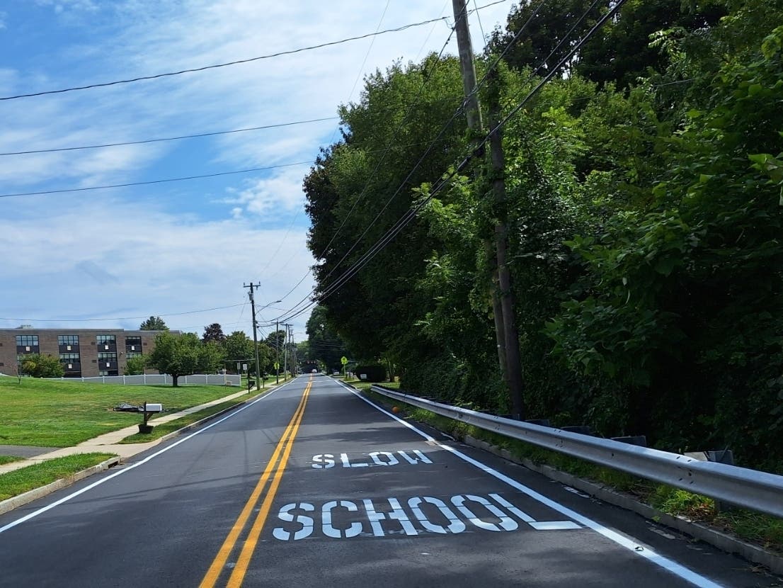 The lines are finally in place on Center Road.