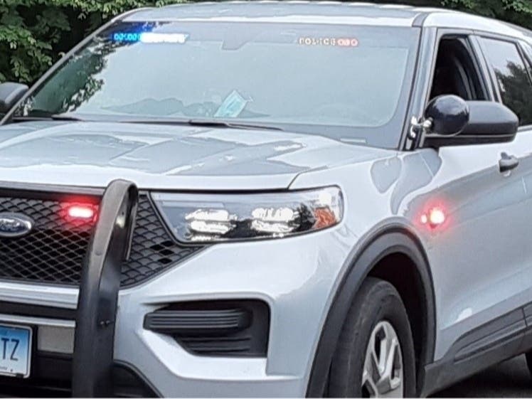 A Toyota Corolla struck a low-hanging communications wire while traveling on Slater Road in Tolland, according to Connecticut State Police.