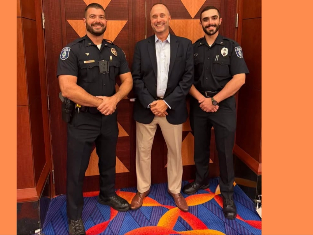 Chief Marshall Porter received the MADD award with Lt. Anthony Pagliughi and Officer Alexander Maldonado.