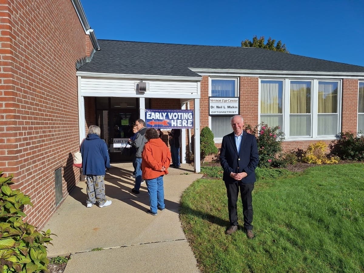 U.S. Rep. Joe Courtney was one of the first to cast a ballot in his hometown of Vernon on the first day of early voting in Connecticut.