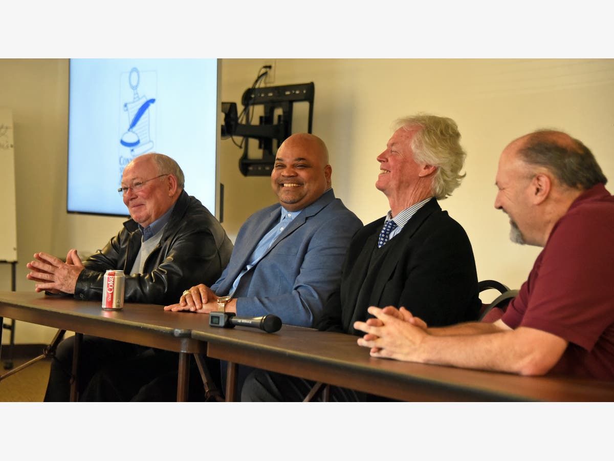 From left, 2019 Gold Key recipients Chris Palmer, Chris Smith and Jere Quinn shared stories with the media Wednesday.
