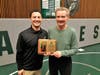Enfield High School wrestling coach Andrew Duperre and Enfield Athletic Hall of Fame inductee Ben Aleks.