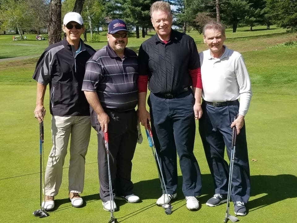 Former pro football players Barry Pearson and Steve Nelson joined Enfield Hall of Famers Tim Desjardin and Ben Aleks.
