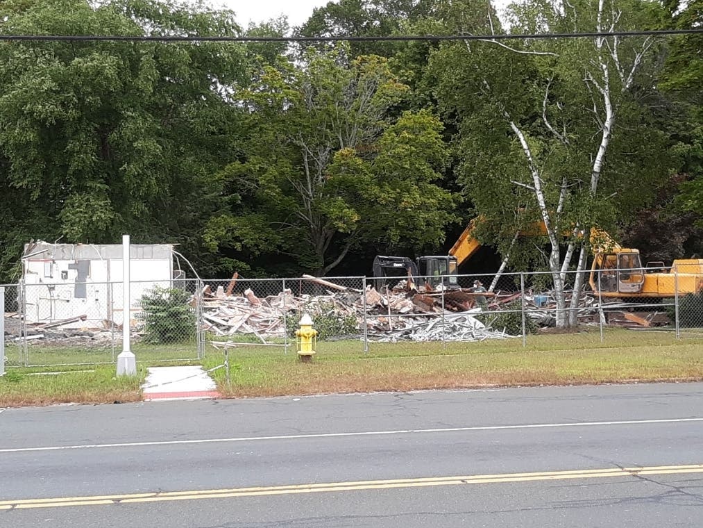 The corner of Routes 83 and 190 is being cleared to make way for a Henny Penny.