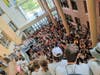 Trek leaders look on as they prepare to send off new University of Vermont students.