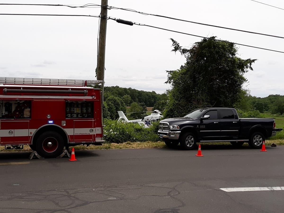 Emergency personnel at the scene of a life-threatening accident in Ellington in June 2019.
