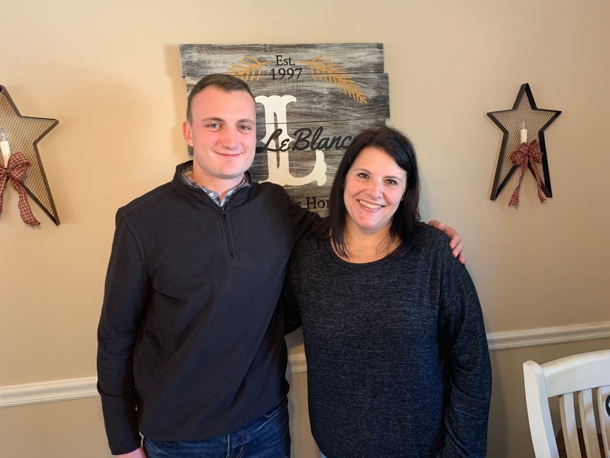 Newly-elected Republican Board of Education member Jon LeBlanc and his aunt Tina, a Democrat who was elected to her fifth term.