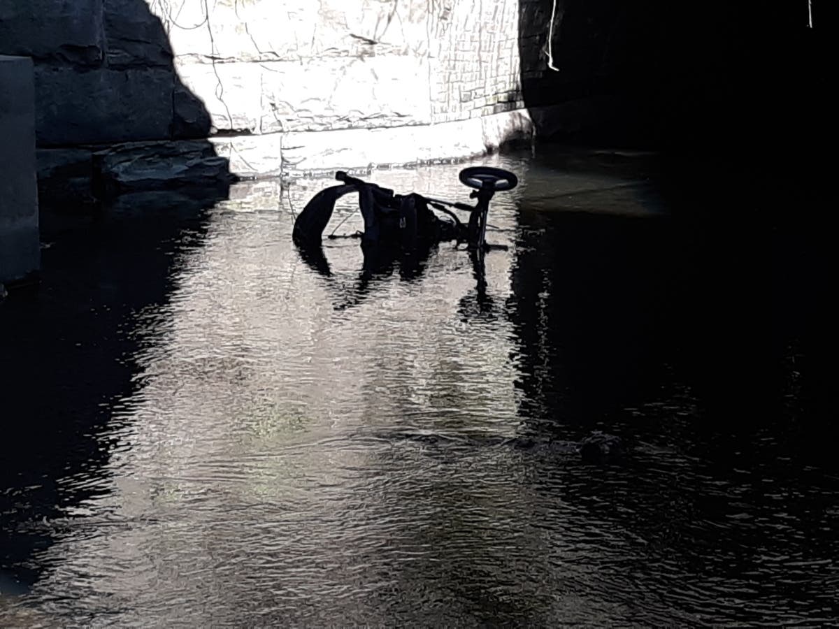 One of the many items discovered in Freshwater Brook by the South River Street bridge.