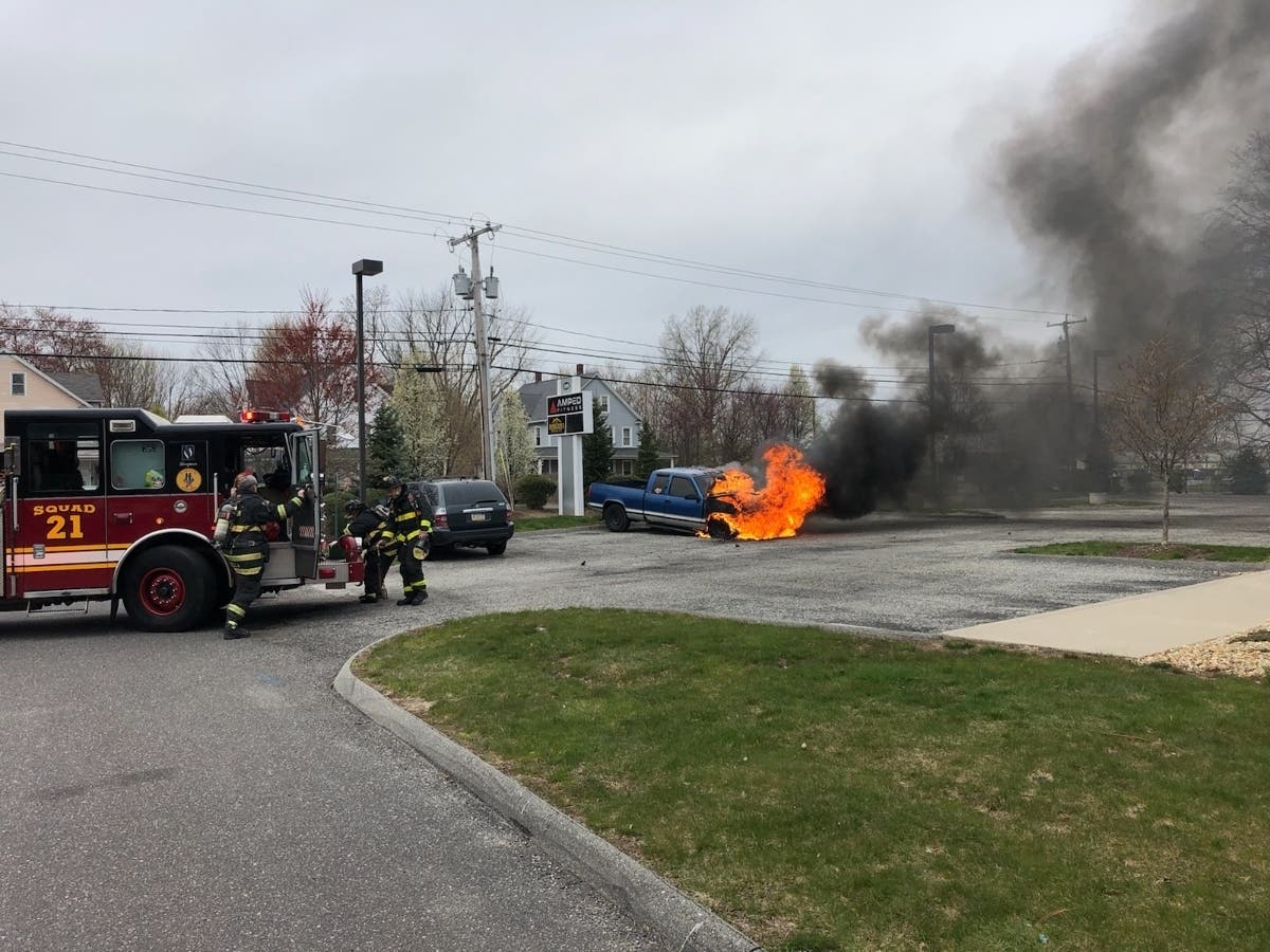 A fire in a commercial parking lot on Route 5 was put out quickly by Thompsonville firefighters Tuesday morning.