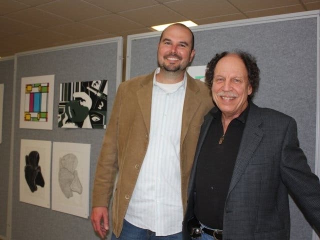 Retired Asnuntuck art professor Tony Cirone (right), with STEAM department chair Michael Demers. Cirone passed away June 4.