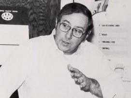 Jack Lyons teaching driver education in a shot from the 1983 Fermi High School yearbook.