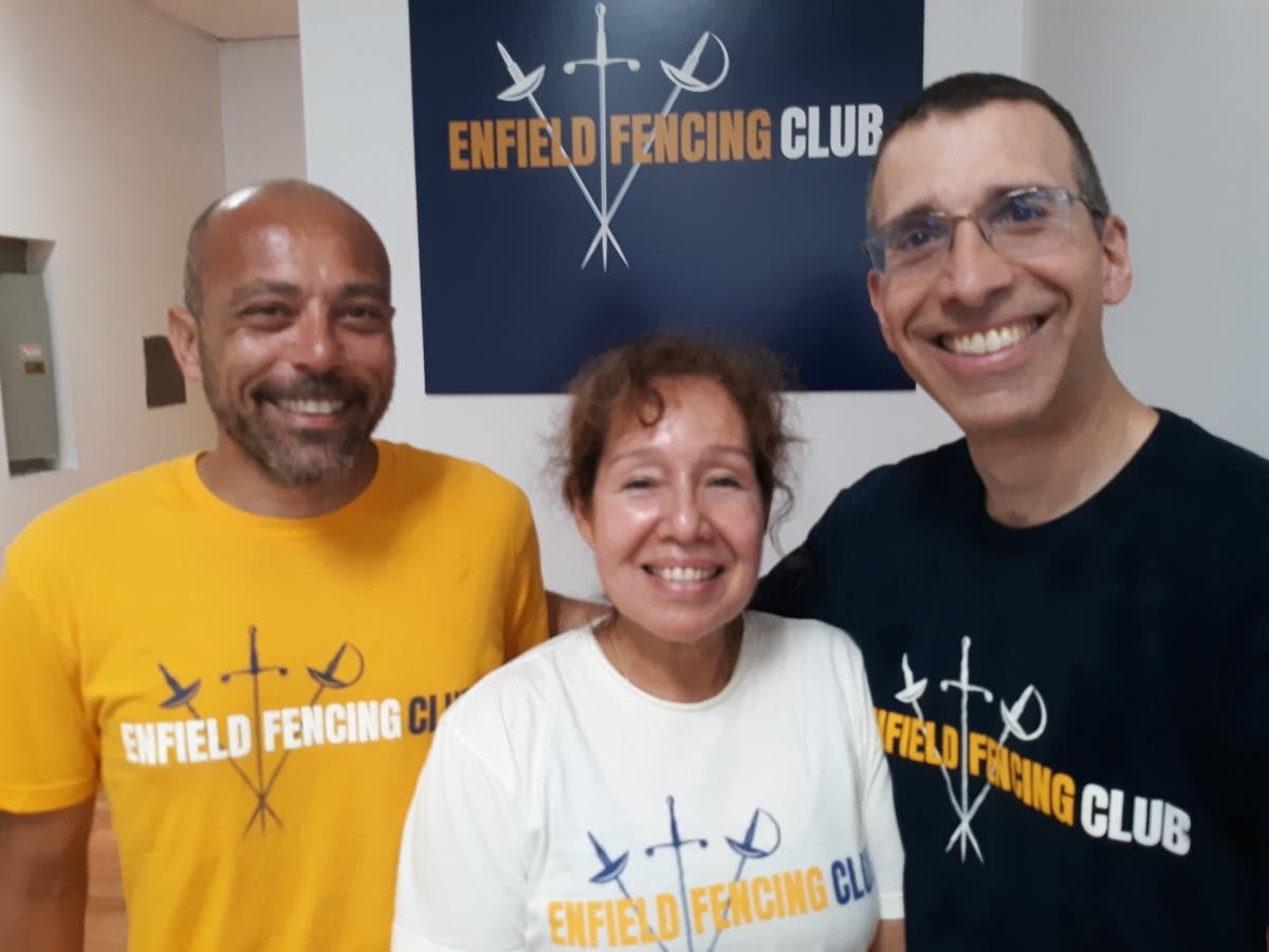 Enfield Fencing Club owners Gherardo Mauri, Joyce Bolanos and Ian Tucker.