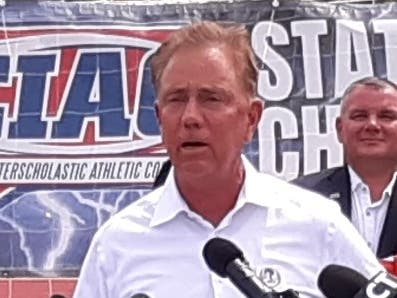 Connecticut Gov. Ned Lamont, shown speaking at an event earlier this week in New Britain, updated state residents Saturday about preparations for Hurricane Henri.