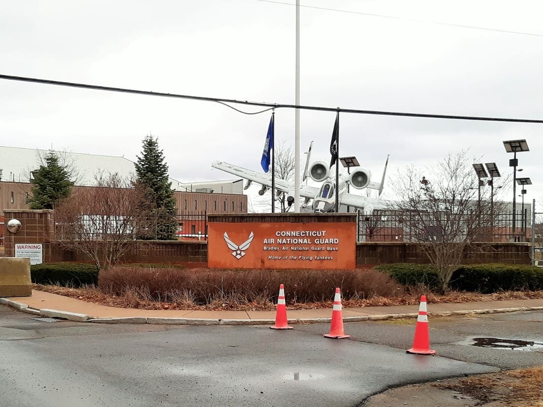 A Twitter post from the Connecticut State Firefighters Local S-15 indicated an engine was out on the C-130 aircraft, prompting a declaration of an emergency and response from airport firefighters and the Air National Guard.