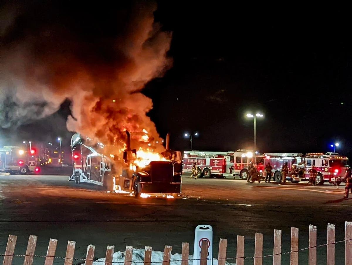 A car carrier with a vehicle atop caught fire at Southern Auto Auction in East Windsor Thursday night, but the flames were quickly brought under control.