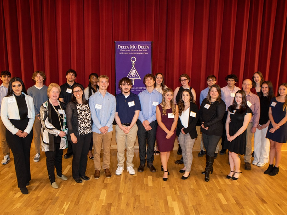 New inductees into the Delta Mu Delta honor society at ECSU.