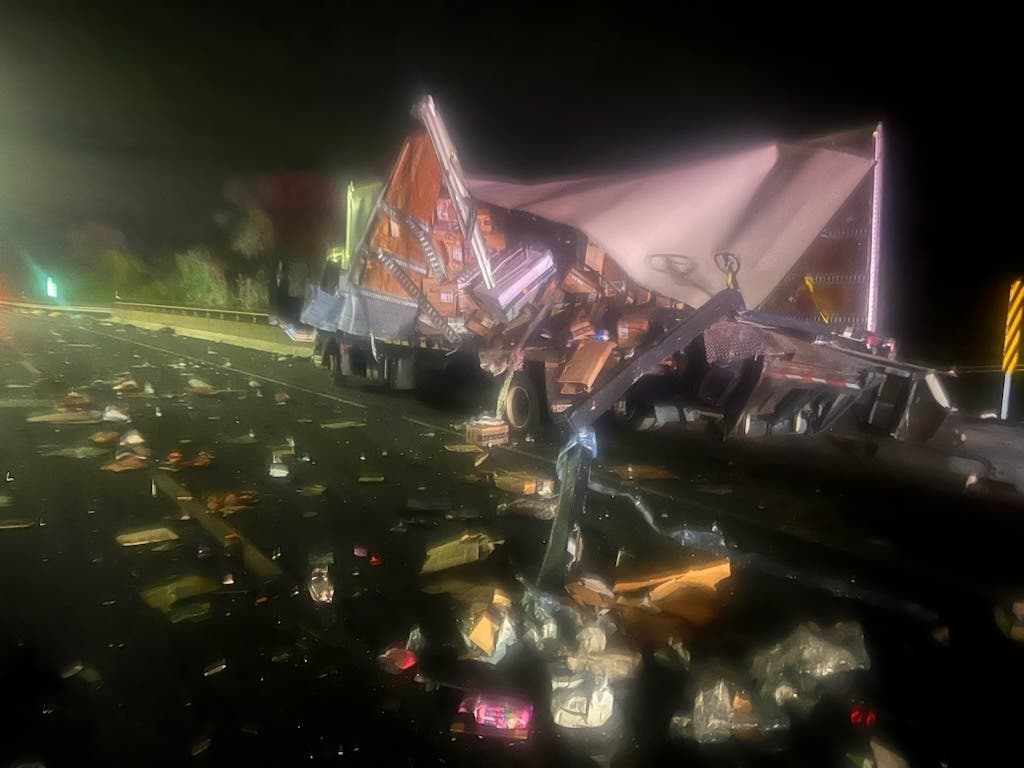 The northbound lanes of I-91 near Exit 46 in Enfield were closed for several hours after becoming littered with Amazon packages which had been in the truck.