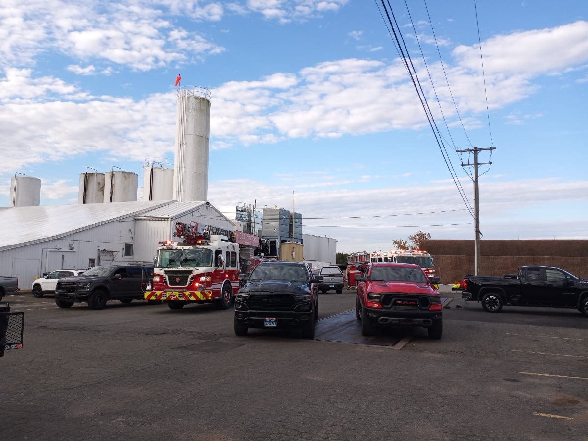 Numerous emergency vehicles and personnel responded to the scene of a pungent odor at a jiceprocessing plant on Route 83, near the Vernon town line.