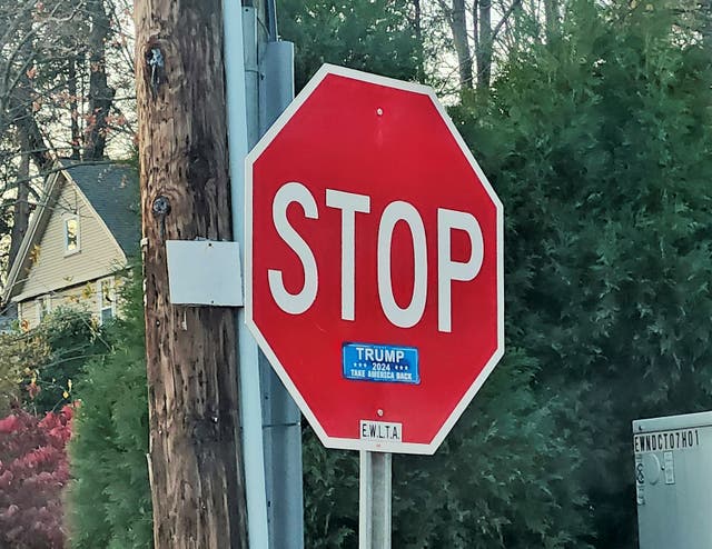 Violate Locks Trump Stickers On East Windsor Traffic Signs Violate State Regulations ...