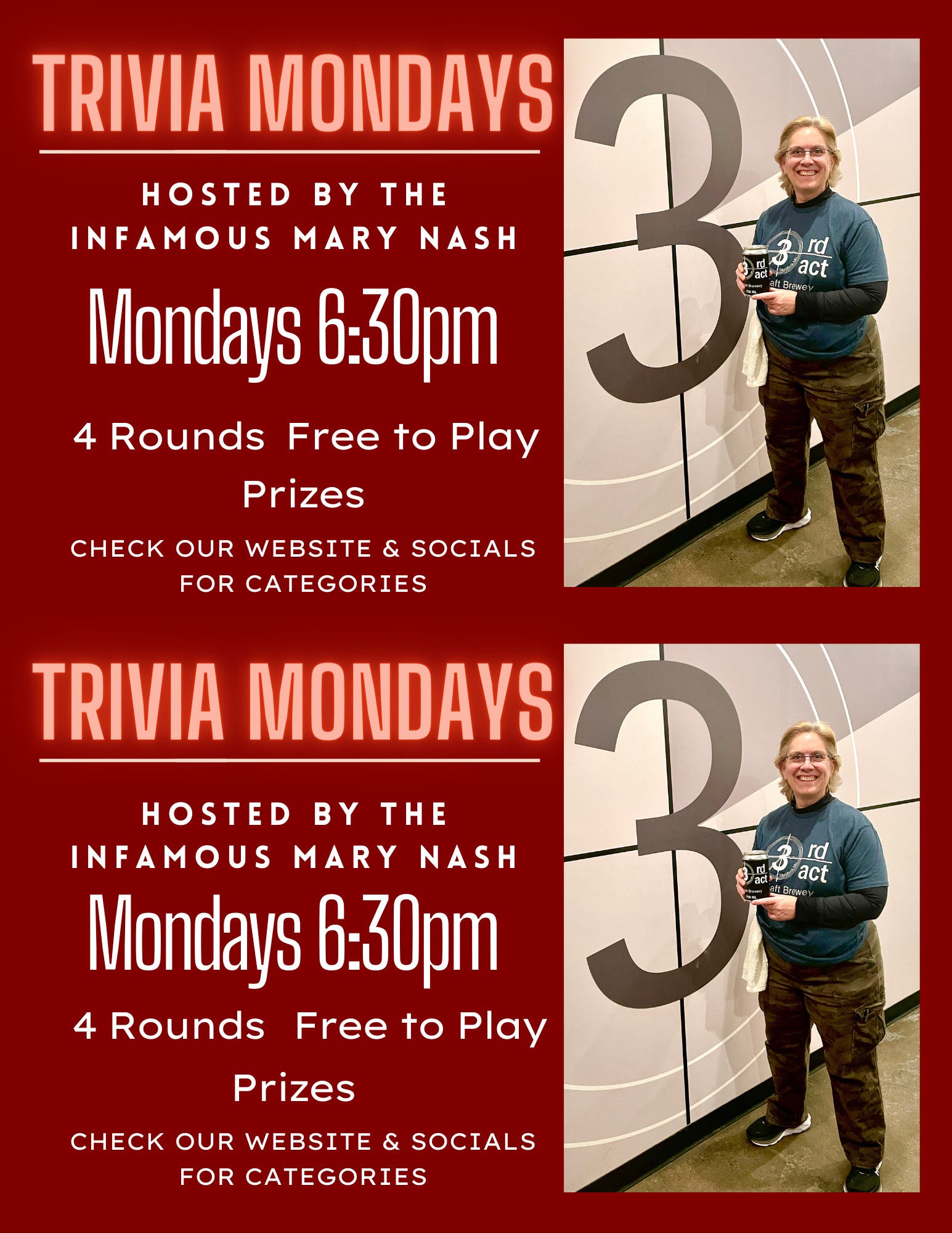 Jan 15 Generational Pop Culture Trivia Night at 3rd Act Woodbury