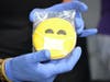 Everyone who donated food were given a cookie with a face mask.
