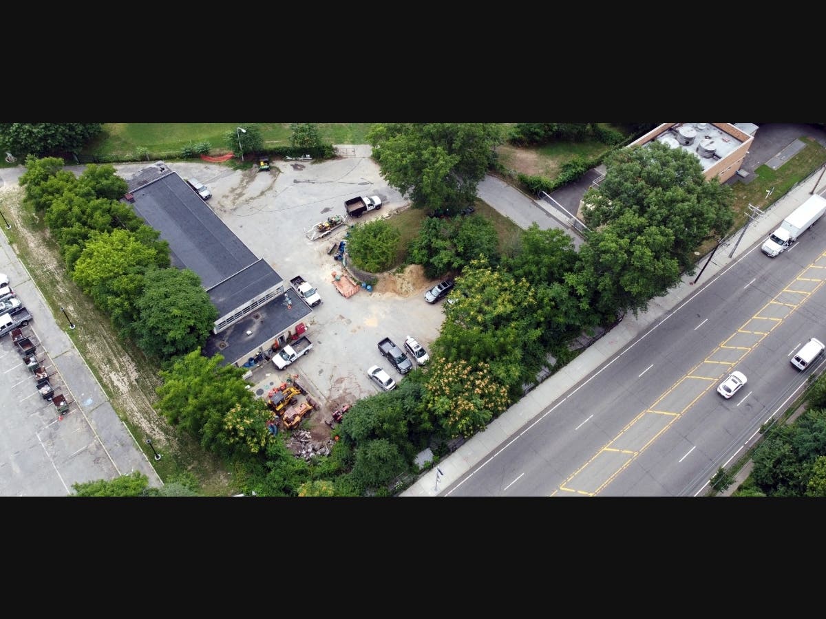 Location at Christopher Morley Park where proposed contaminant filtration system will be located, which is adjacent to wells and related operations.  