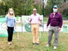 (From left) County Legislator Delia DeRiggi-Whitton, ReWild LI President Raju Rajan and Plant-a-Row for the Hungry founder Marvin Makofsky celebrate the young volunteers from the Summer Program to Fight Hunger and Climate Change.  