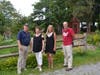 (From left) Marvin Makofsky,  Bobbie Polay, Legislator DeRiggi-Whitton, and ReWild Long Island Board member Paul Merkelson visit the Plant-a-Row for the Hungry and ReWild Long Island garden at the Thomas Dodge House.