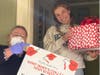 May 13:  Art teacher Numo Jaeger delivers a senior gift box and yard sign to Mila Sutphin '20, who had just learned she'd received a four-year scholarship to Cal!