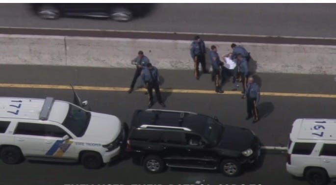 State Police stopped an erratic driver on the Parkway by boxing in his car with patrol units. 