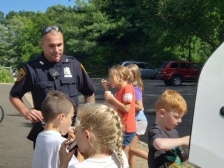 Officer Matthew O'Holla was assigned to Tamaques School Friday and said he wanted to keep kids comfortable.