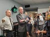 Governor Phil Murphy visited the Westfield Police Department last week, spoke to officers and picked up some swag.
