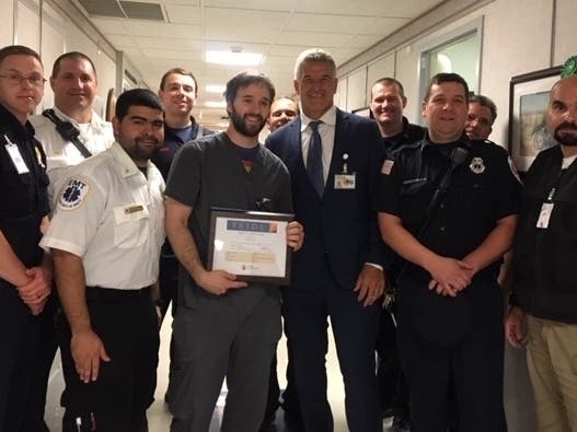 The Summit Fire Department recognized Keith Peterson for his quick actions. 