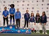 Chatham Fencing Junior Kailing Sathyanath, far right, 8th place in Div1A Women's Sabre at 2019 American Challenge fencing tournament.