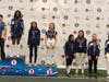 Chatham Fencing Sophomore Kat Xikes, fourth from left, bronze medal in Div2 Women's Sabre at 2019 American Challenge fencing tournament.