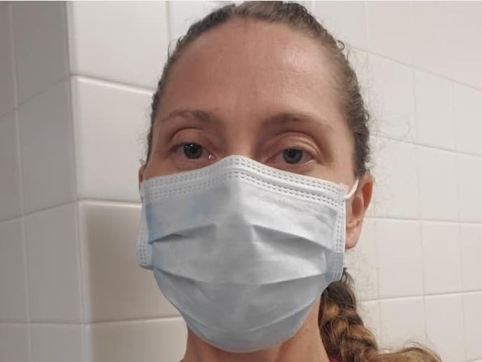 The middle school's Kim Pinto is reporting to the Meadowlands Field Hospital to help patients afflicted with COVID-19. 