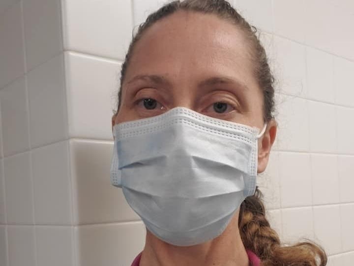 Long Valley Middle School's Kim Pinto has been working at the first field hospital open in NJ since the Civil War. 