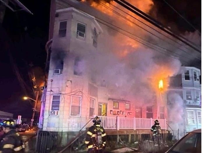 On Sunday, around 11:30 p.m., firefighters were called to 303 Getty Avenue on a report that the three-story building had caught fire.