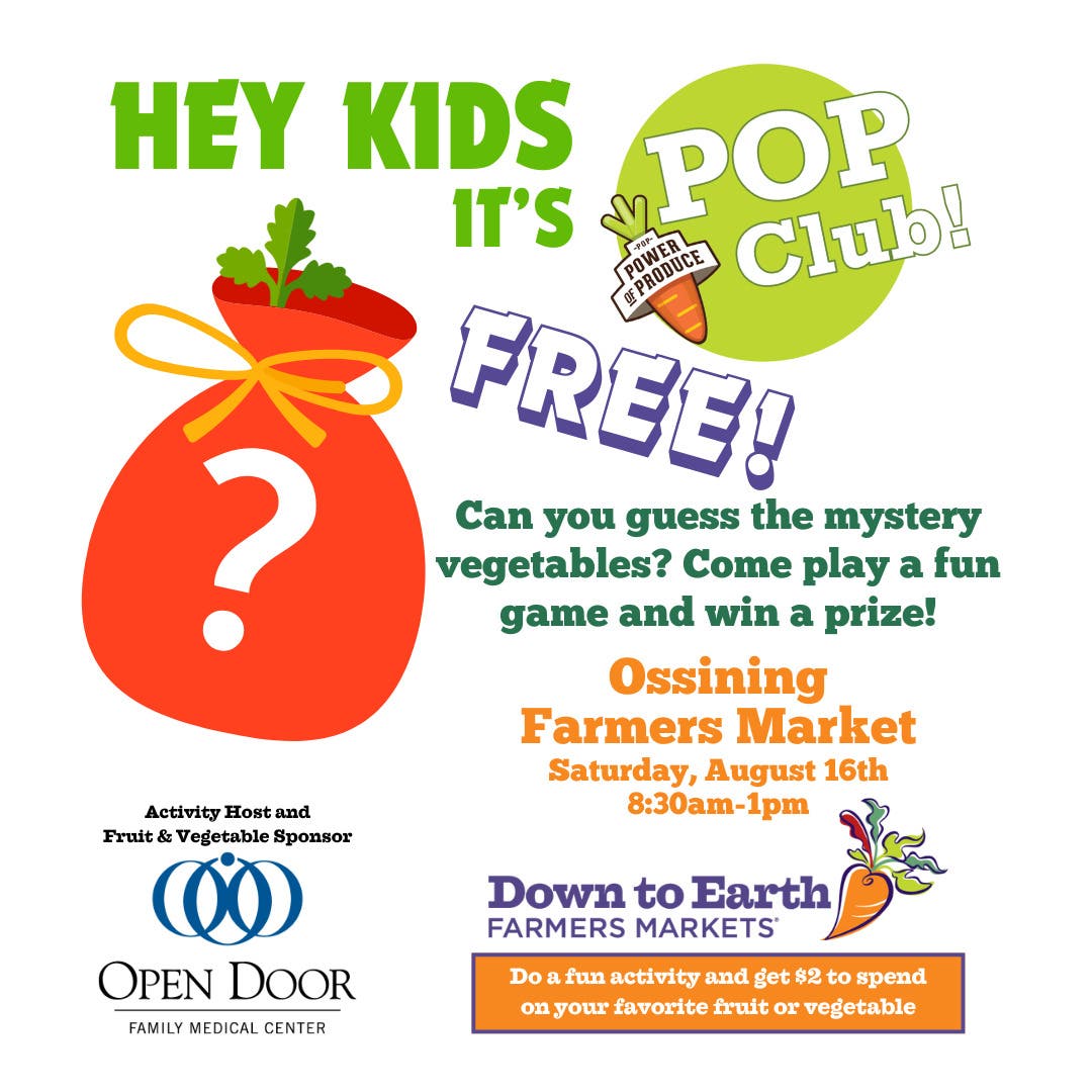 Kids! Come play a veggie guessing game and win a prize