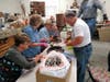 Apple Butter jarring assembly line in action