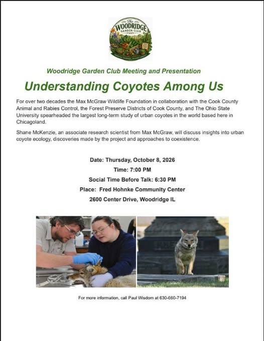 Woodridge Garden Club meeting notice