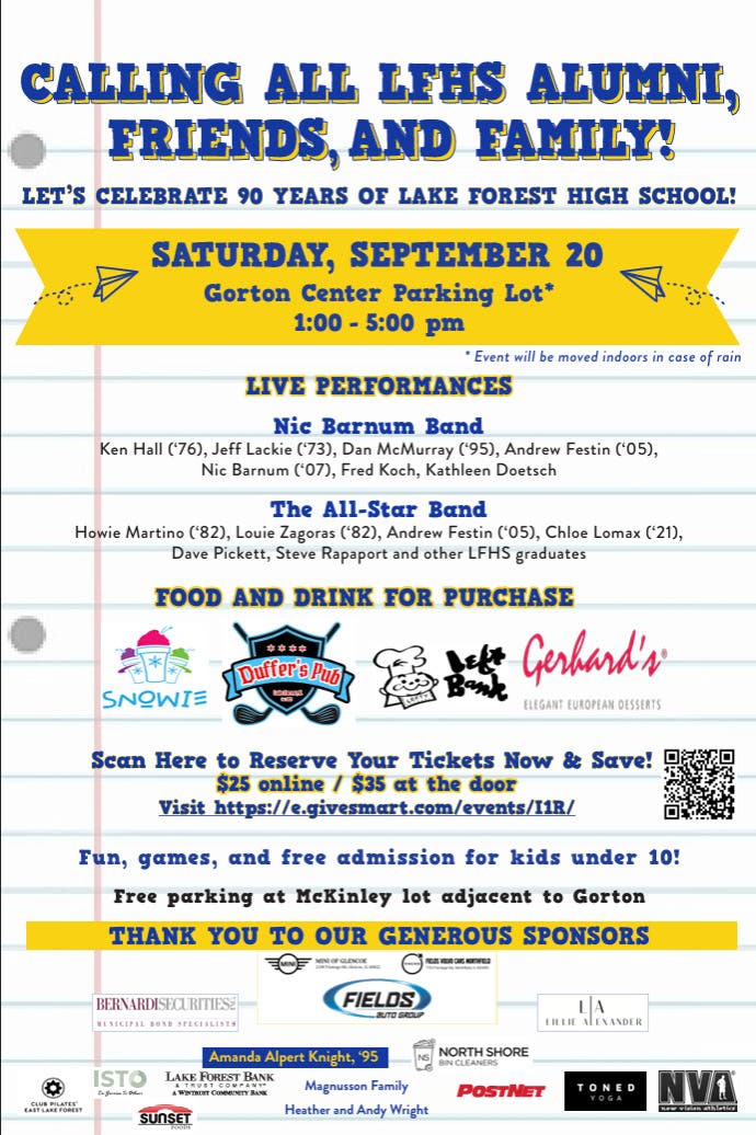 LFHS All-Alumni Parking Lot Party: Celebrating 90 Years of Lake Forest High School