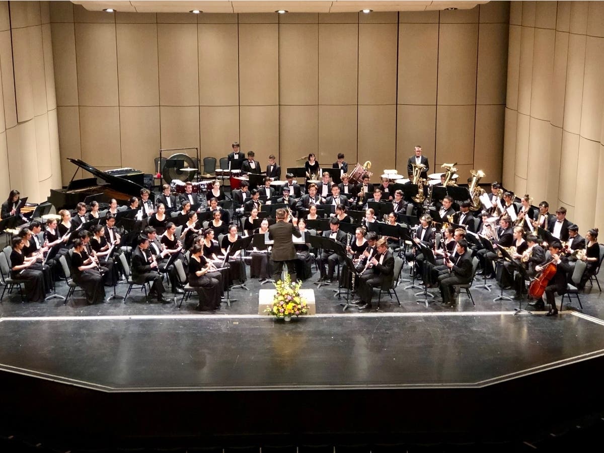 Troy Symphonic Band playing a festival concert at the Macomb Center for the Performing Arts