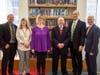 L to R:  Troy High Assistant Principal Dan House, Michigan Library Grants Coordinator Karren Reish, Troy High Librarian Toni Isaac, Michigan Superintendent Dr. Michael Rice, Troy High Principal Remo Roncone, Troy High Asst. Princip Brian Zawislak
